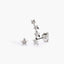 Pendientes estrellas de oro blanco 18K diamante natural 0.03 ct. 13 mm