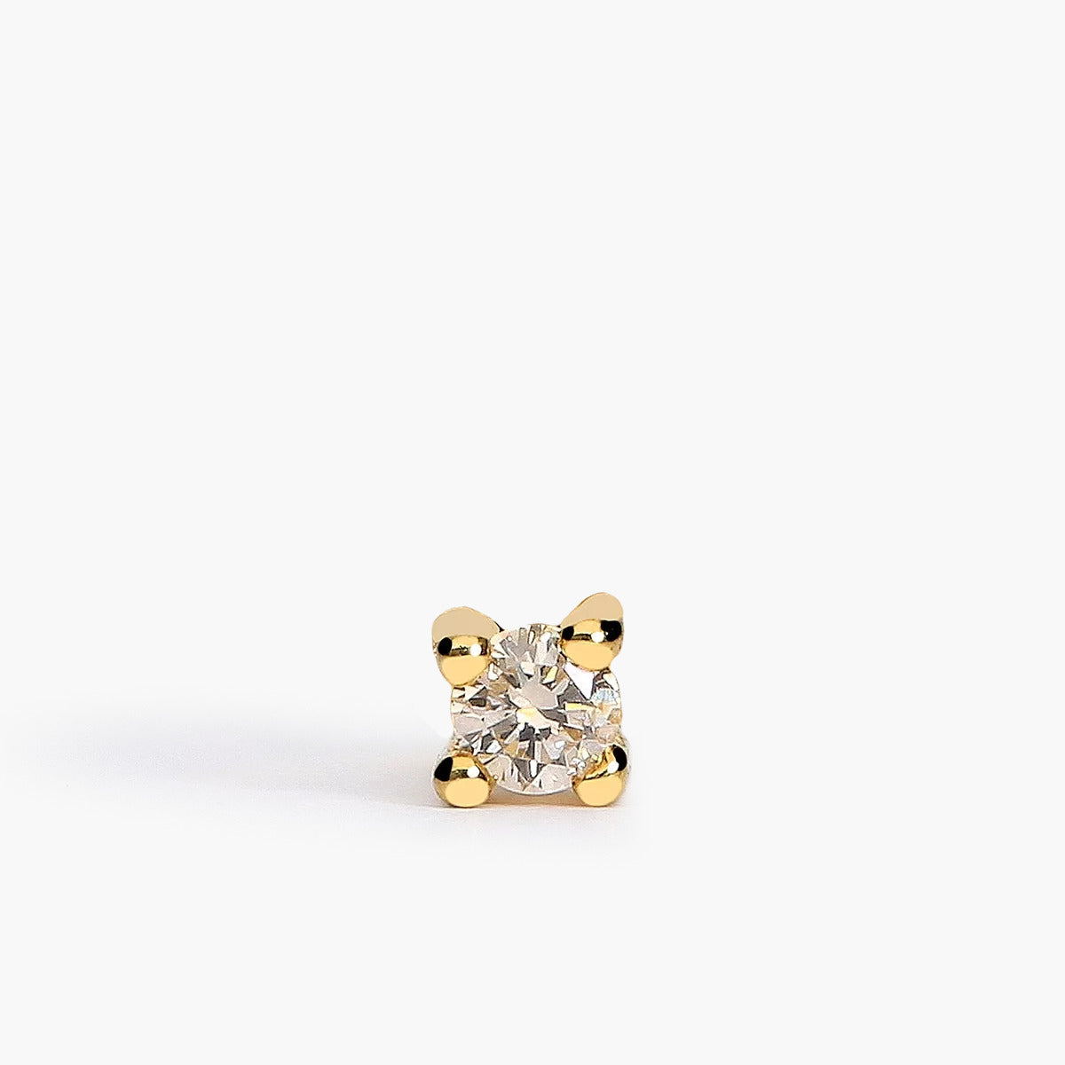 Piercing de oreja de oro 18K diamante natural 0.05 ct. 2 mm