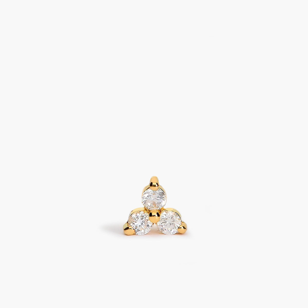 Piercing de oreja de oro 18K diamante natural 0.06 ct. trébol 3 mm