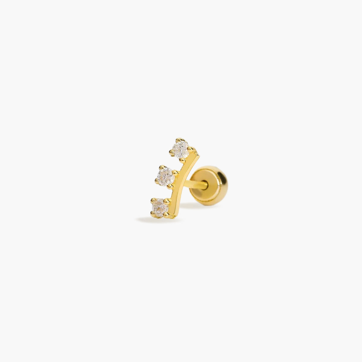 Piercing de oreja de oro 18K diamante natural 0.08 ct. 7 mm