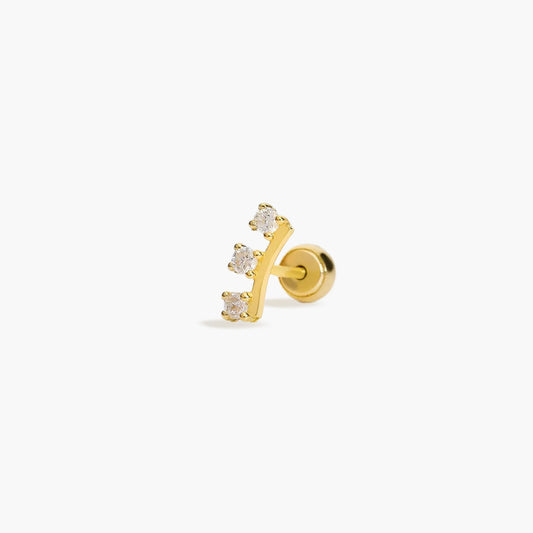 Piercing de oreja de oro 18K diamante natural 0.08 ct. 7 mm
