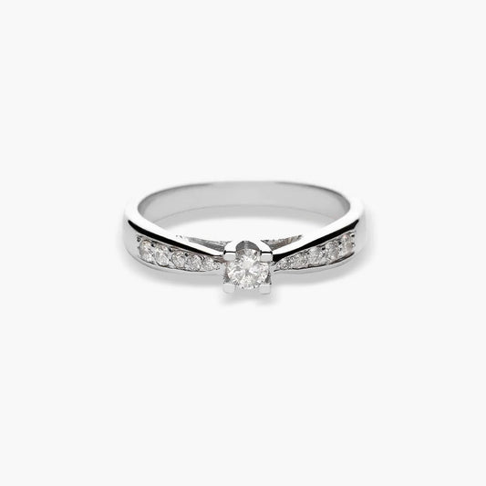 Anillo de oro blanco 18K diamante natural 0.29 ct. COMET