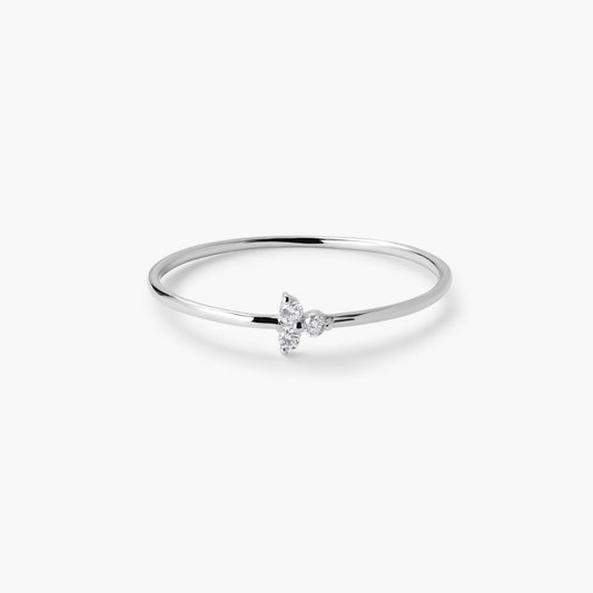 Anillo de oro blanco 18K diamante natural 0.055 ct.