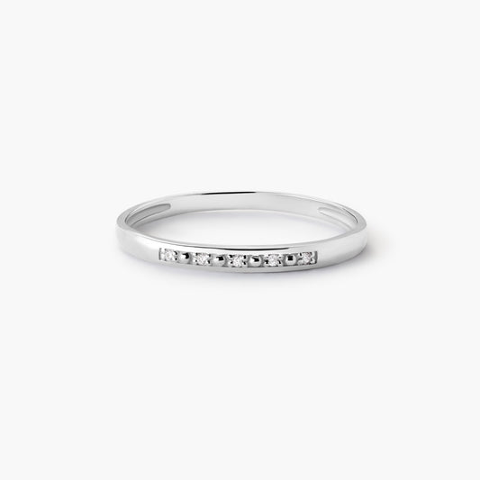 Anillo de oro blanco 18K diamante natural 0.025 ct.