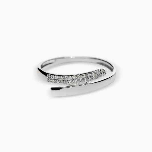 Anillo de oro blanco 18K diamante natural 0.1 ct.