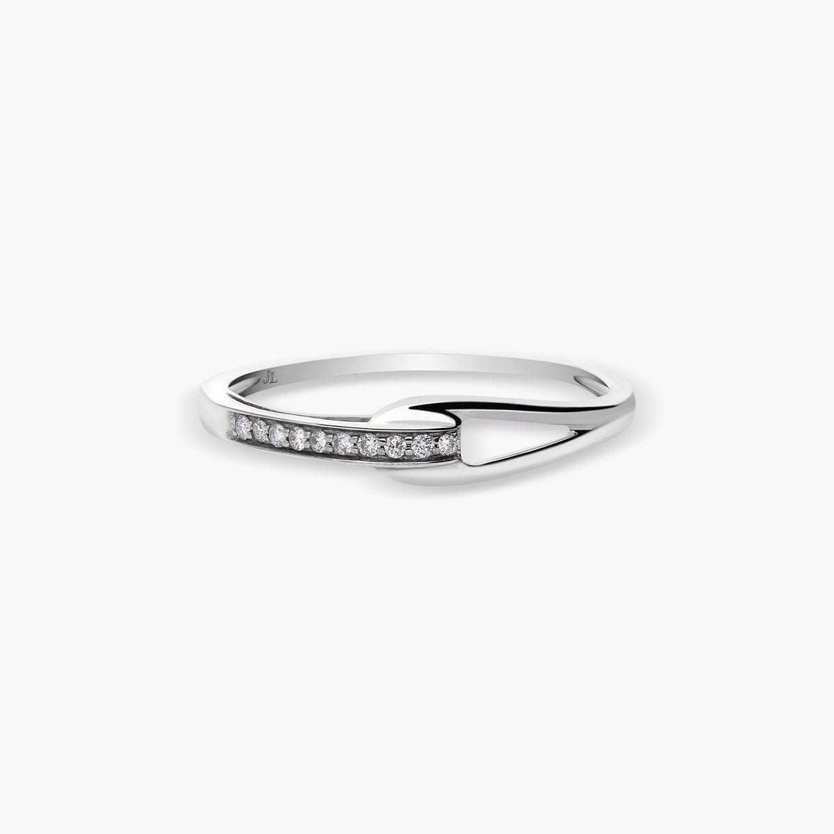 Anillo de oro blanco 18K diamante natural 0.05 ct. 