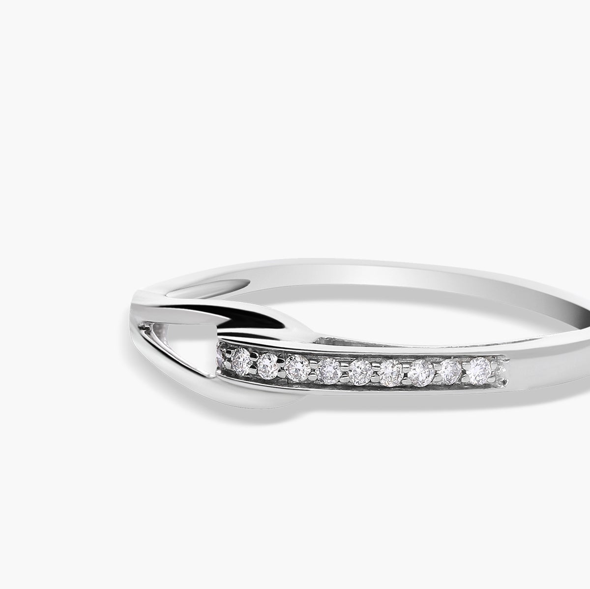 Anillo de oro blanco 18K diamante natural 0.05 ct. 
