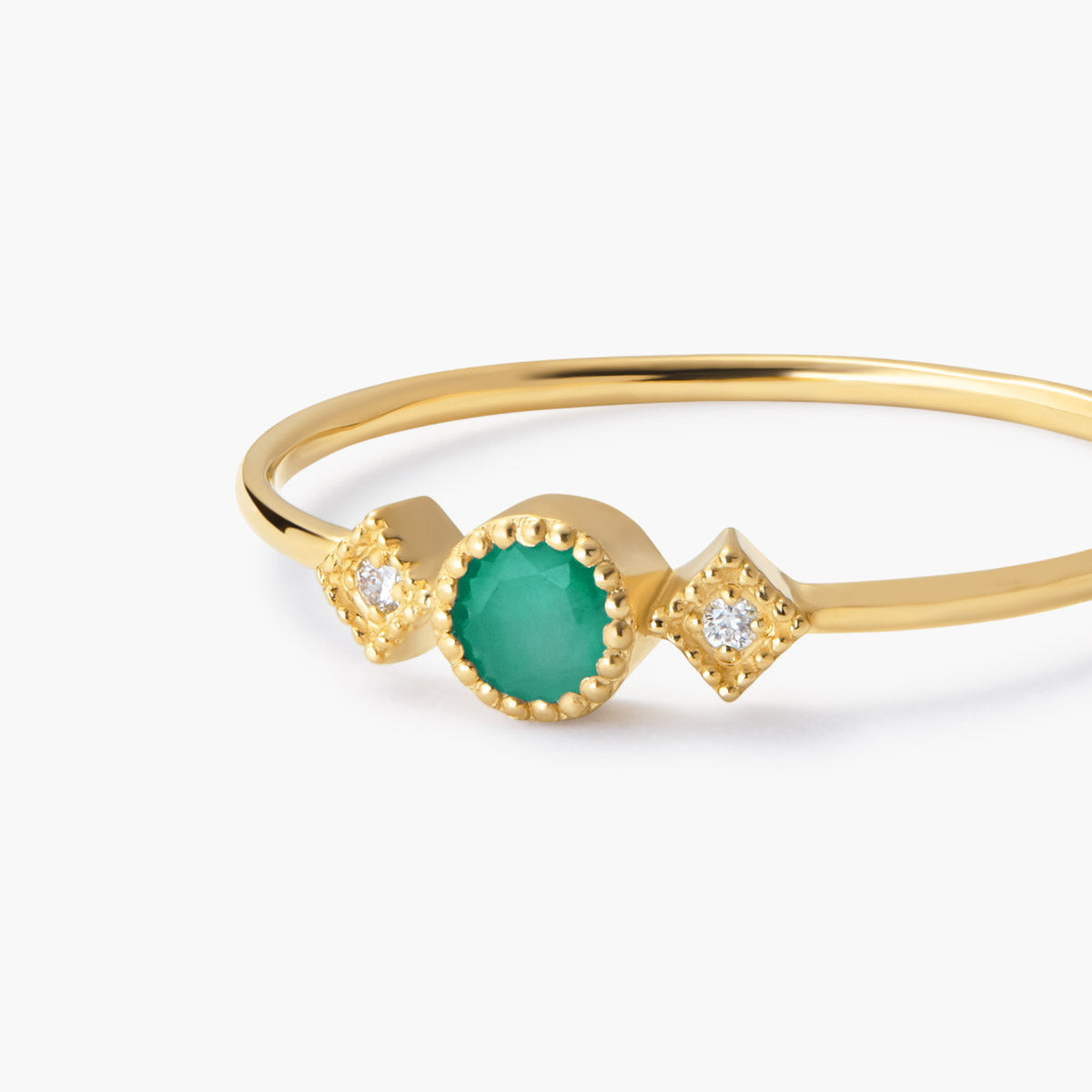 Anillo de oro 18K diamante natural 0.016 ct. RAINFOREST