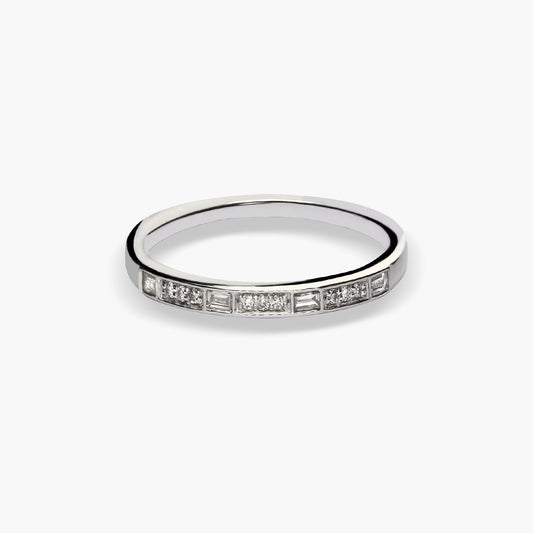 Anillo de oro blanco 18K diamante natural 0.07 ct. 