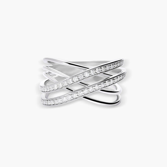Anillo de oro blanco 18K diamante natural 0.4 ct. STARLACE