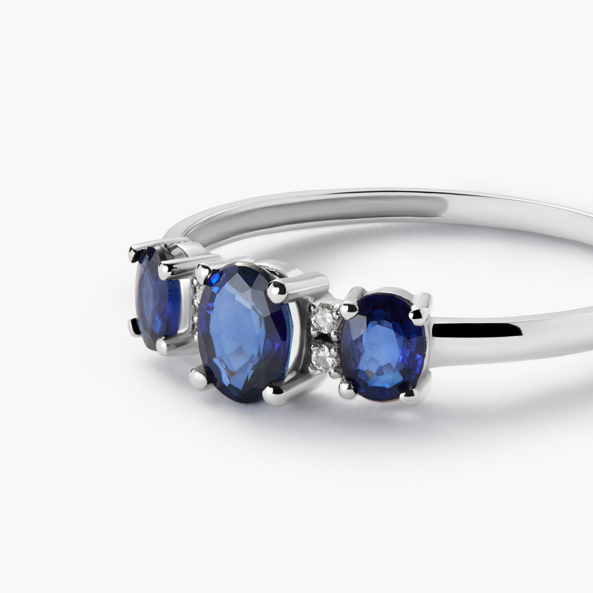 Anillo de oro blanco 18K diamante natural 0.02 ct. MIDNIGHT