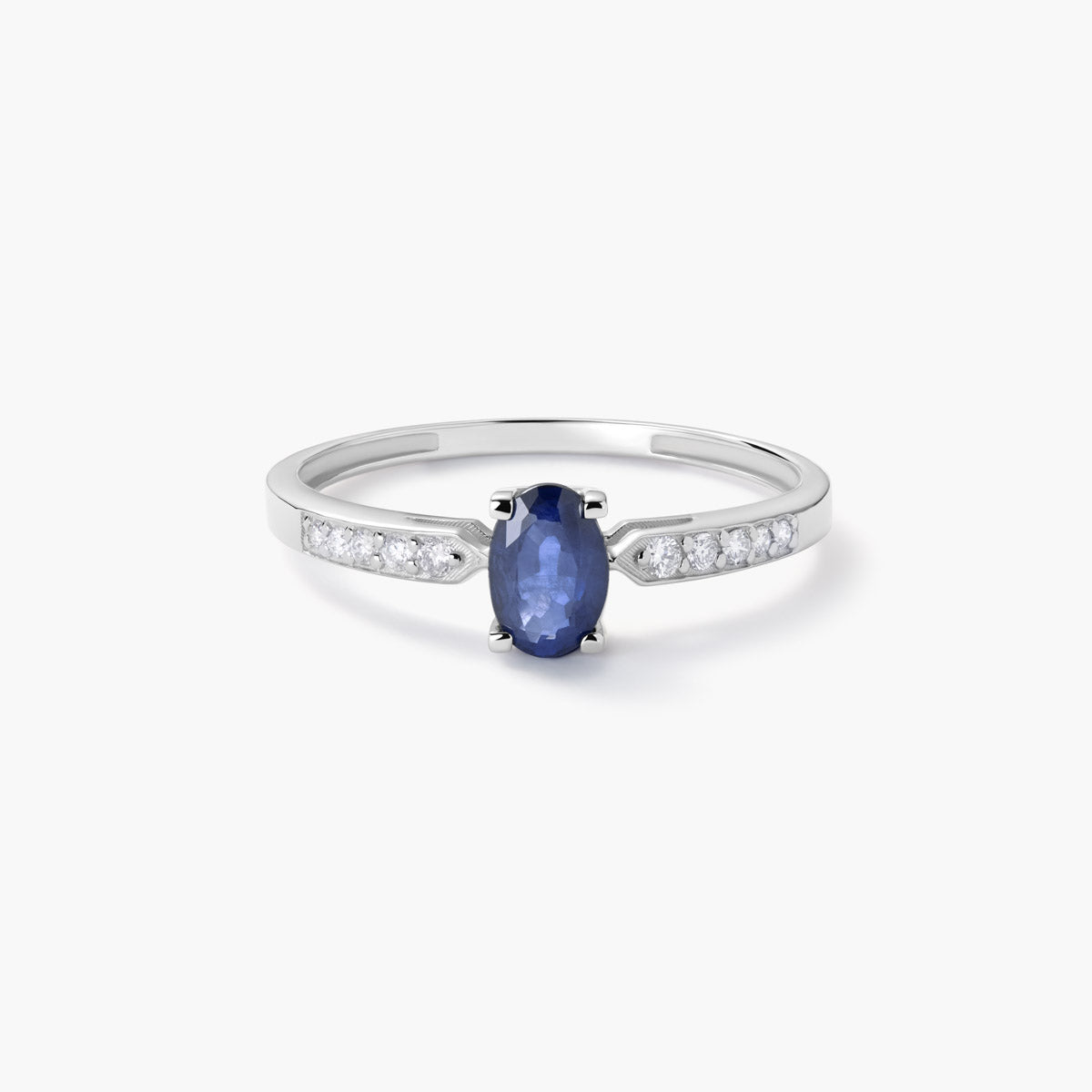 Anillo de oro blanco 18K diamante natural 0.102 ct. MIDNIGHT