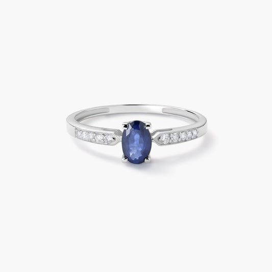 Anillo de oro blanco 18K diamante natural 0.102 ct. MIDNIGHT