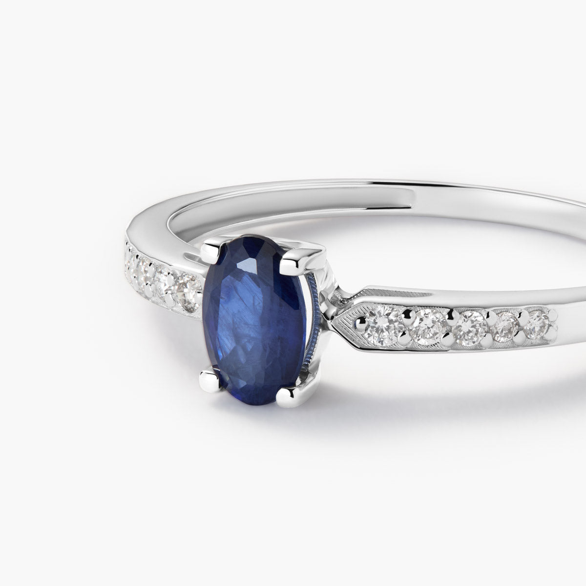 Anillo de oro blanco 18K diamante natural 0.102 ct. MIDNIGHT