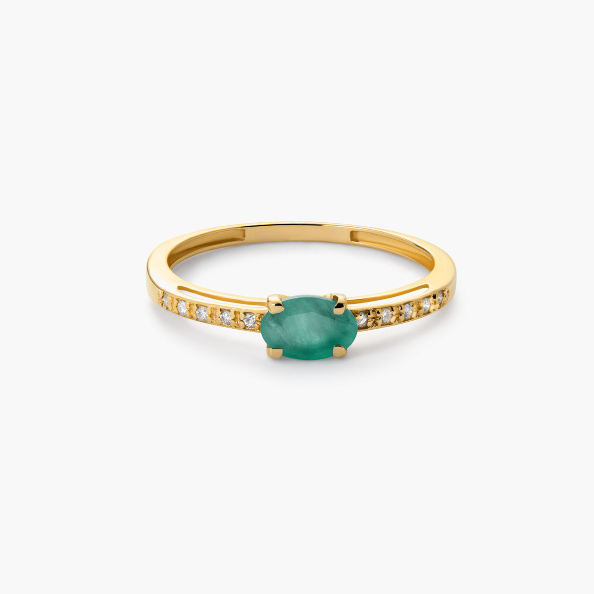 Anillo de oro 18K diamante natural 0.08 ct. RAINFOREST