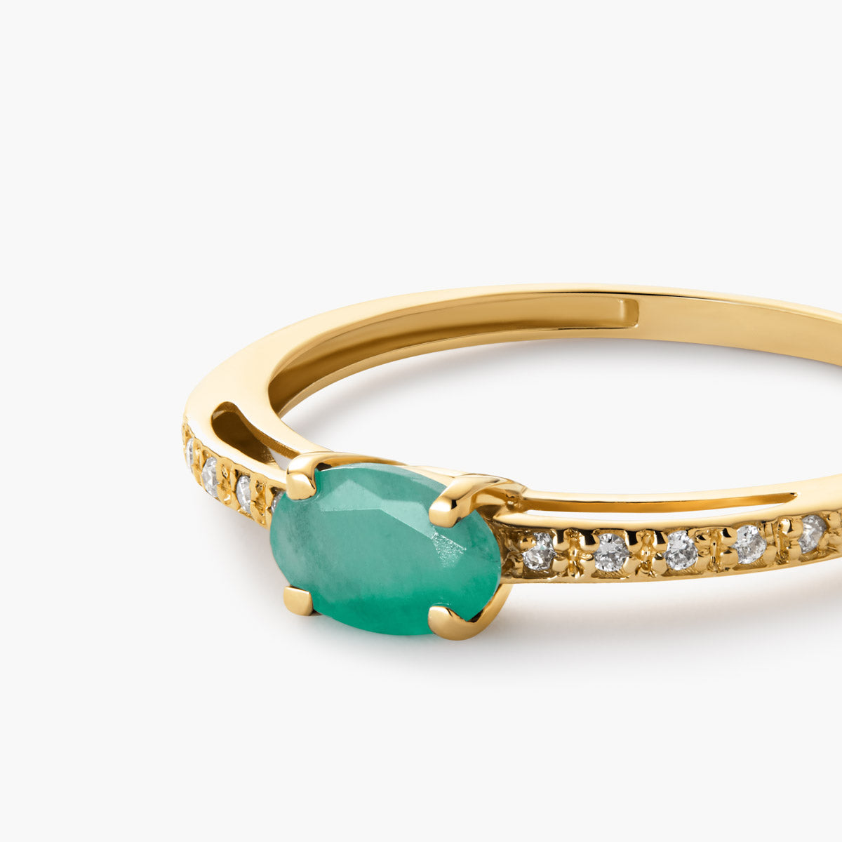 Anillo de oro 18K diamante natural 0.08 ct. RAINFOREST
