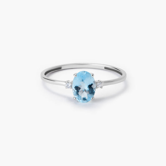 Anillo de oro blanco 18K diamante natural 0.036 ct. GLACIER