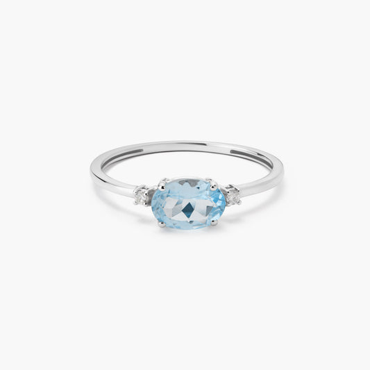 Anillo de oro blanco 18K diamante natural 0.036 ct. GLACIER
