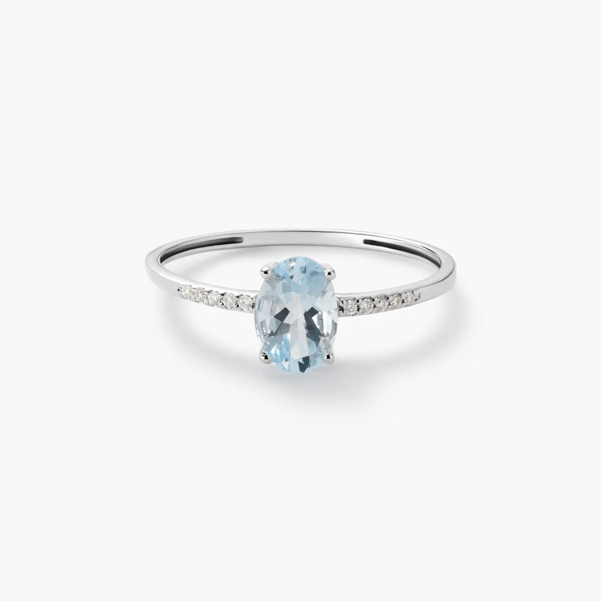 Anillo de oro blanco 18K diamante natural 0.05 ct. GLACIER