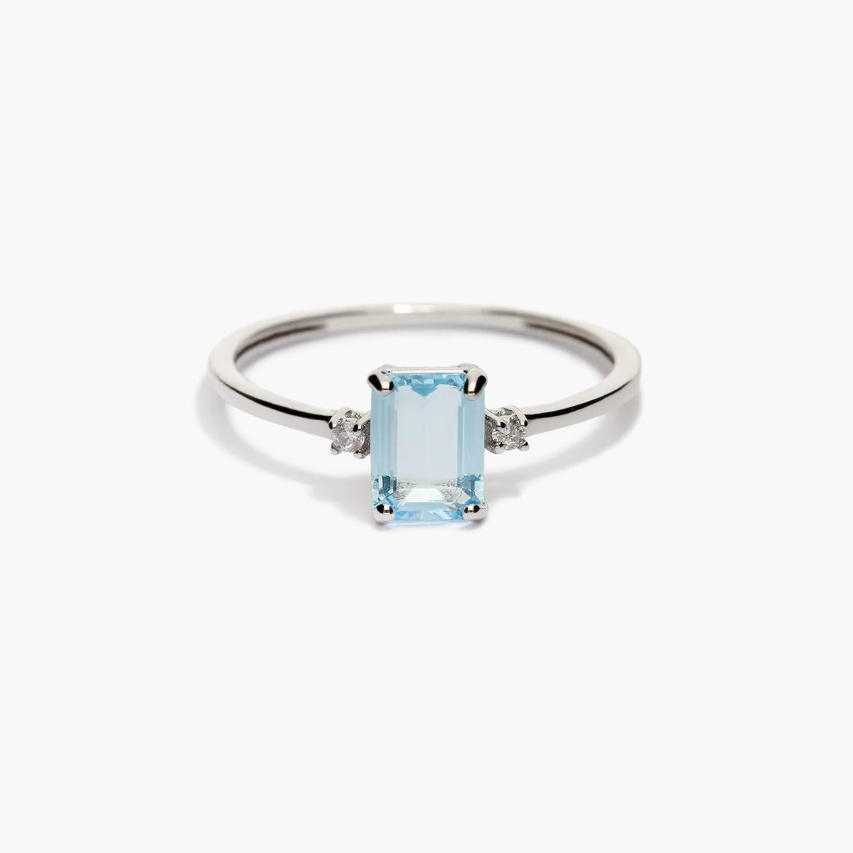 Anillo de oro blanco 18K diamante natural 0.04 ct. GLACIER
