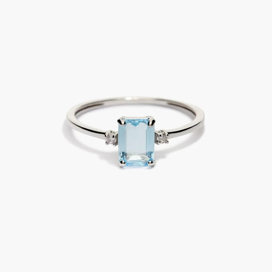 Anillo de oro blanco 18K diamante natural 0.04 ct. GLACIER