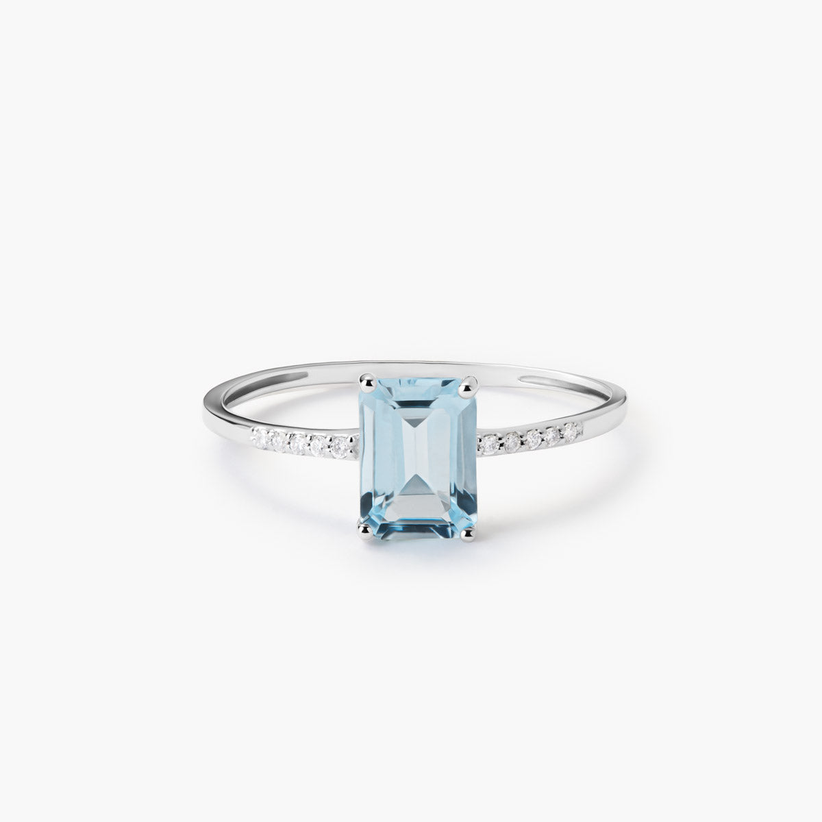 Anillo de oro blanco 18K diamante natural 0.05 ct. GLACIER