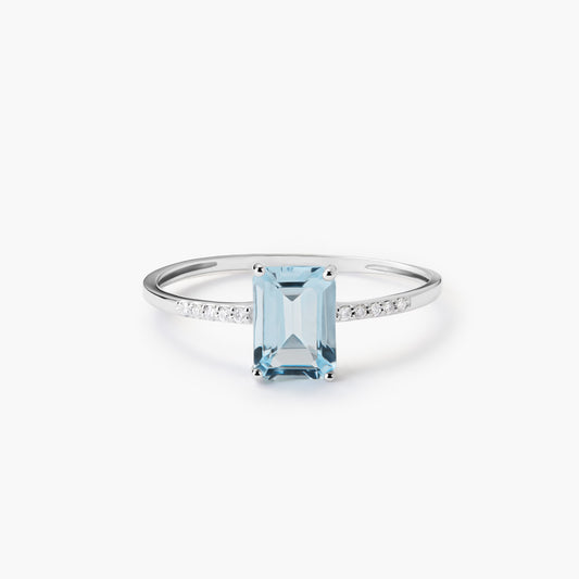 Anillo de oro blanco 18K diamante natural 0.05 ct. GLACIER