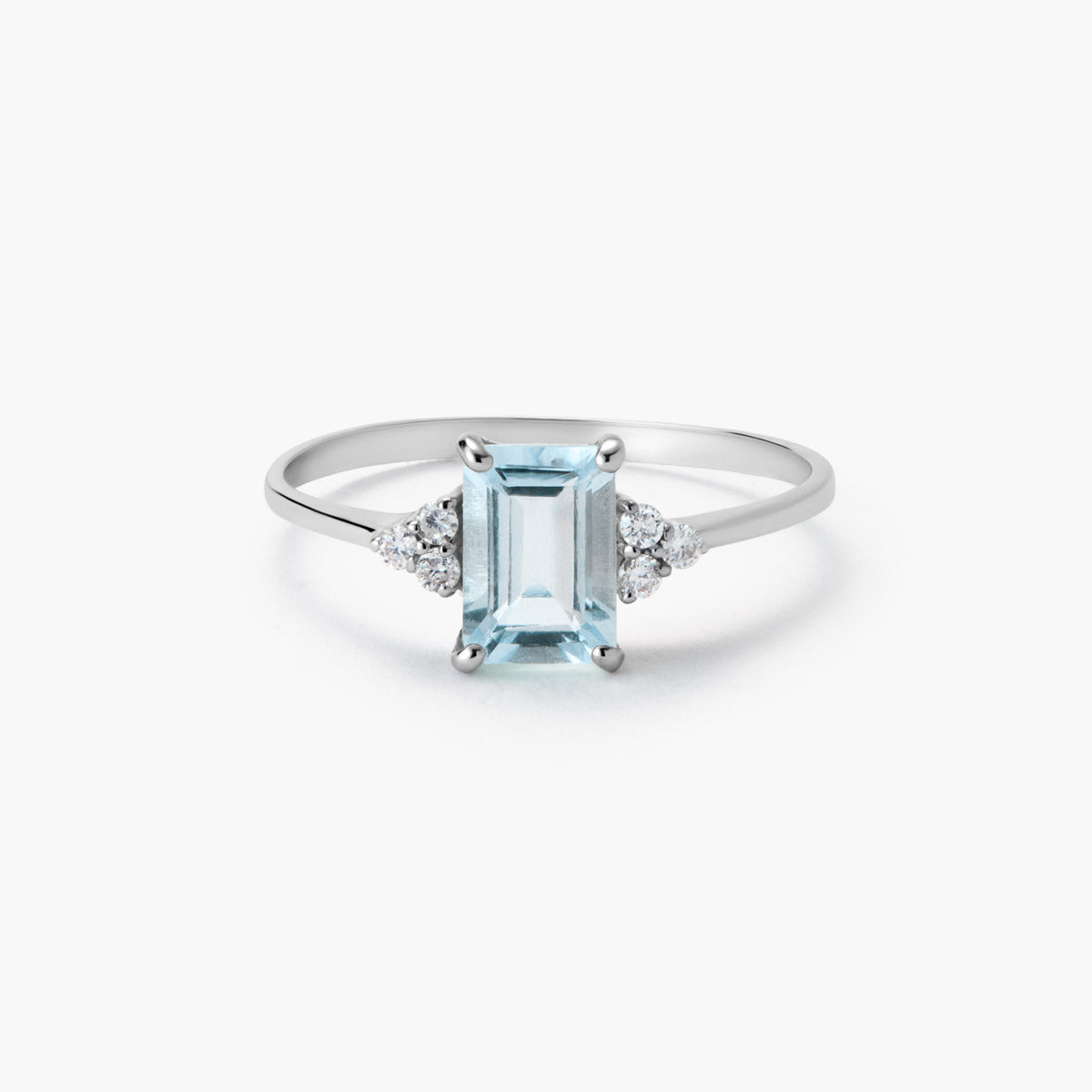 Anillo de oro blanco 18K diamante natural 0.11 ct. GLACIER