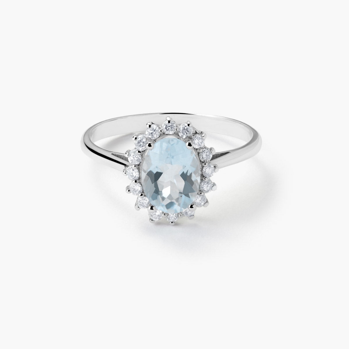 Anillo de oro blanco 18K diamante natural 0.3 ct. IMPERIAL AQUAMARINE
