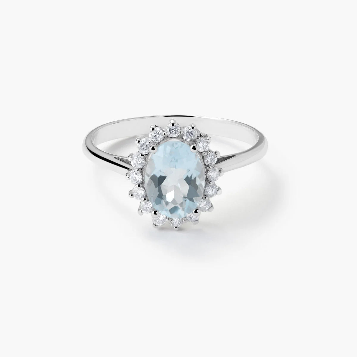 Anillo de oro blanco 18K diamante natural 0.3 ct. IMPERIAL AQUAMARINE