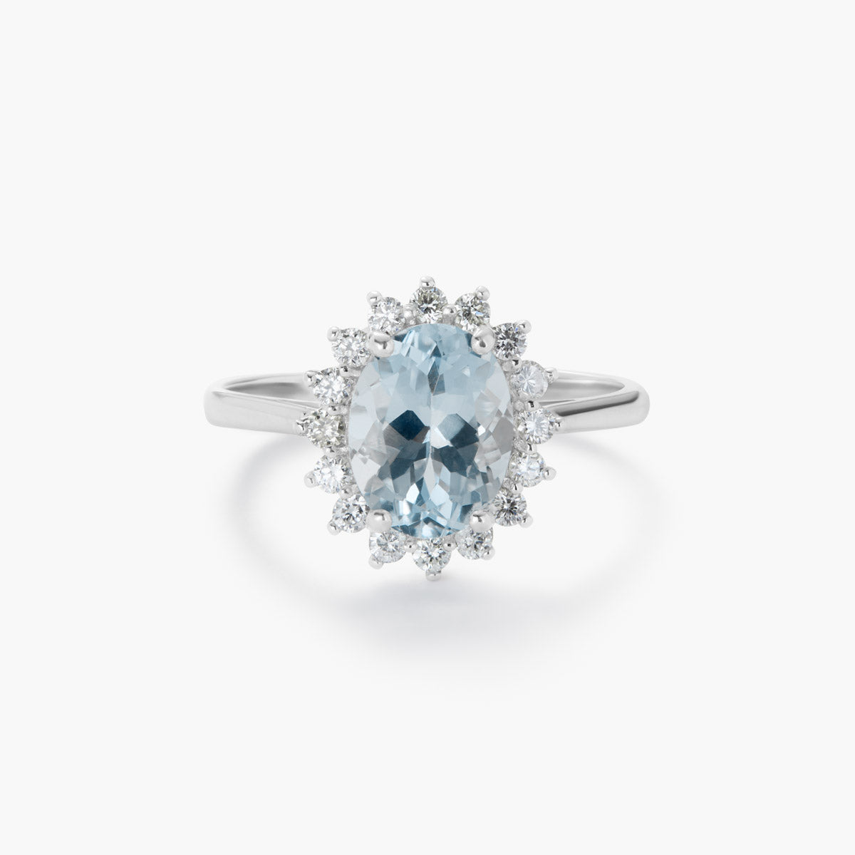 Anillo de oro blanco 18K diamante natural 0.4 ct. IMPERIAL AQUAMARINE