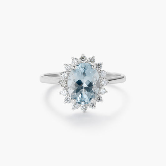 Anillo de oro blanco 18K diamante natural 0.4 ct. IMPERIAL AQUAMARINE