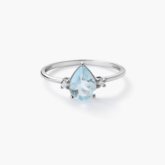 Anillo de oro blanco 18K diamante natural 0.05 ct. GLACIER