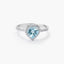 Anillo de oro blanco 18K diamante natural 0.18 ct. LOVE AQUAMARINE