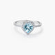 Anillo de oro blanco 18K diamante natural 0.18 ct. LOVE AQUAMARINE