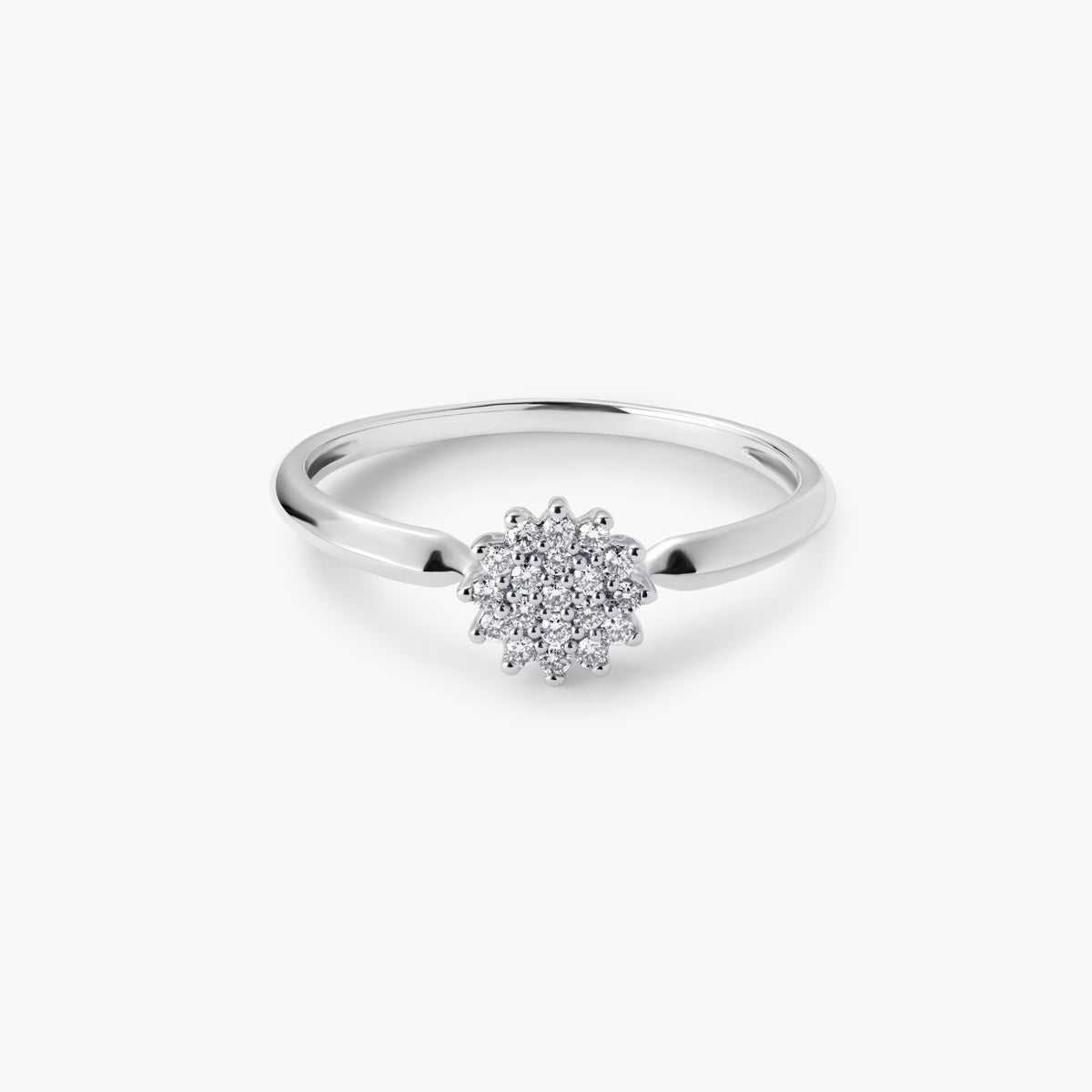 Anillo de oro blanco 18K diamante natural 0.1 ct. 