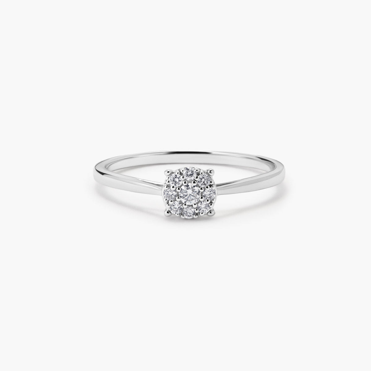 Anillo de oro blanco 18K diamante natural 0.12 ct.