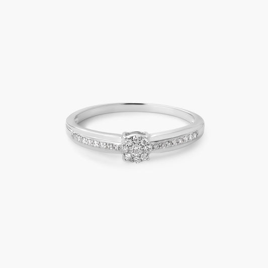 Anillo de oro blanco 18K diamante natural 0.12 ct.