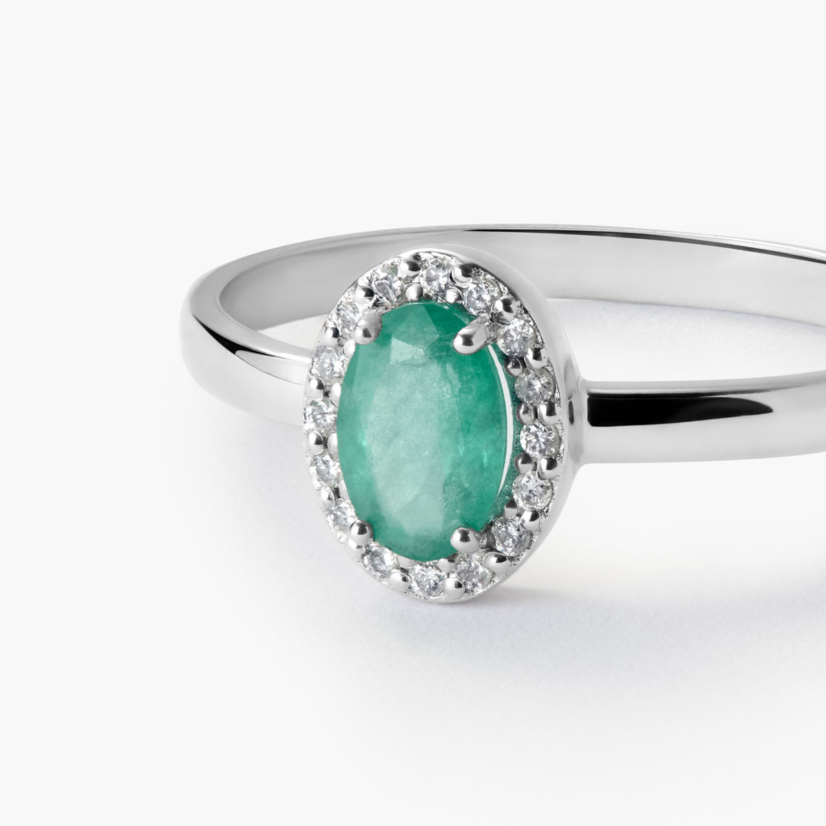 Anillo de oro blanco 18K diamante natural 0.08 ct. RANI EMERALD