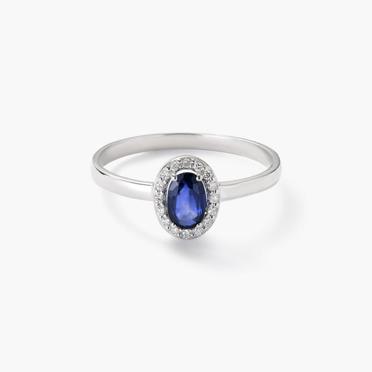 Anillo de oro blanco 18K diamante natural 0.08 ct. RANI SAPPHIRE