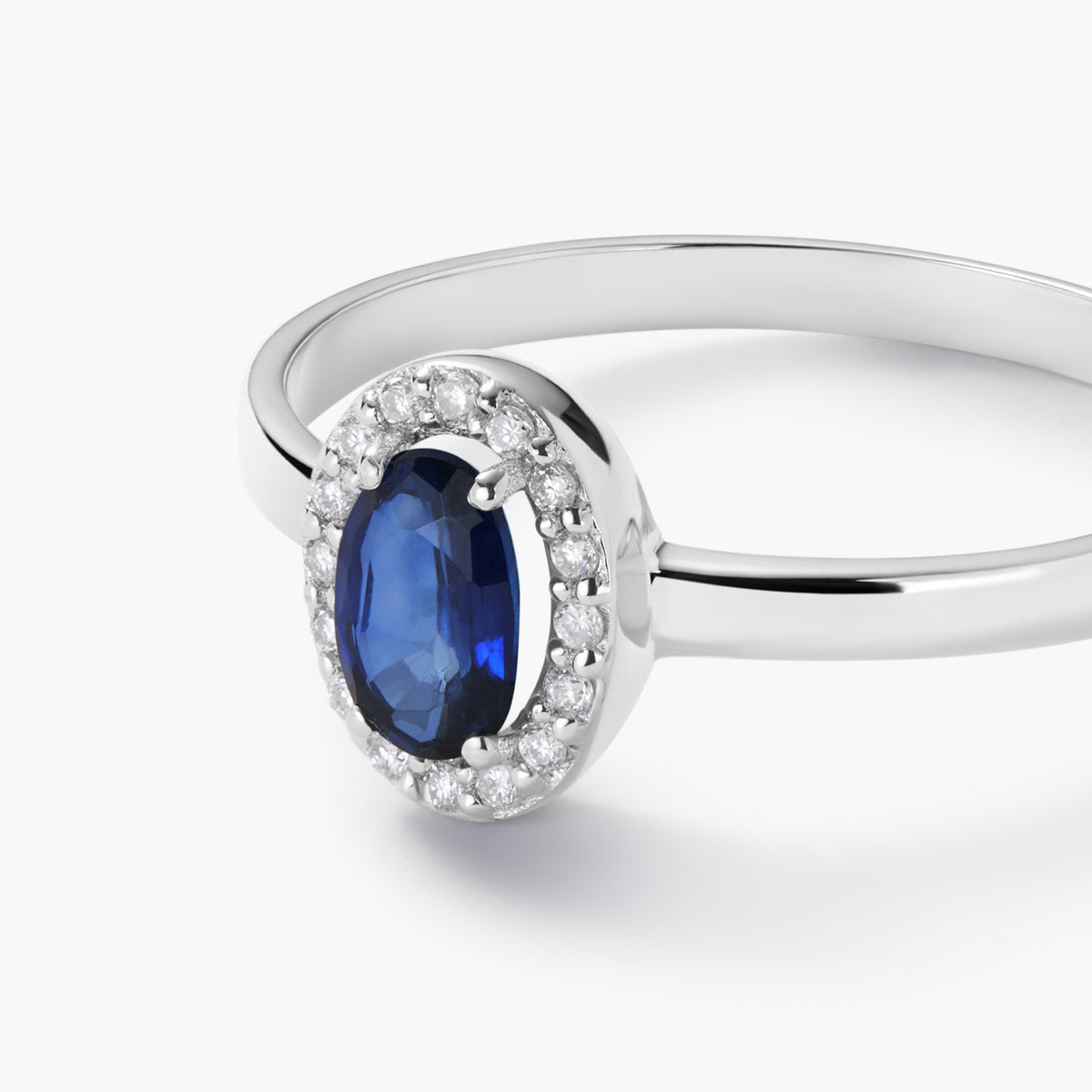 Anillo de oro blanco 18K diamante natural 0.08 ct. RANI SAPPHIRE