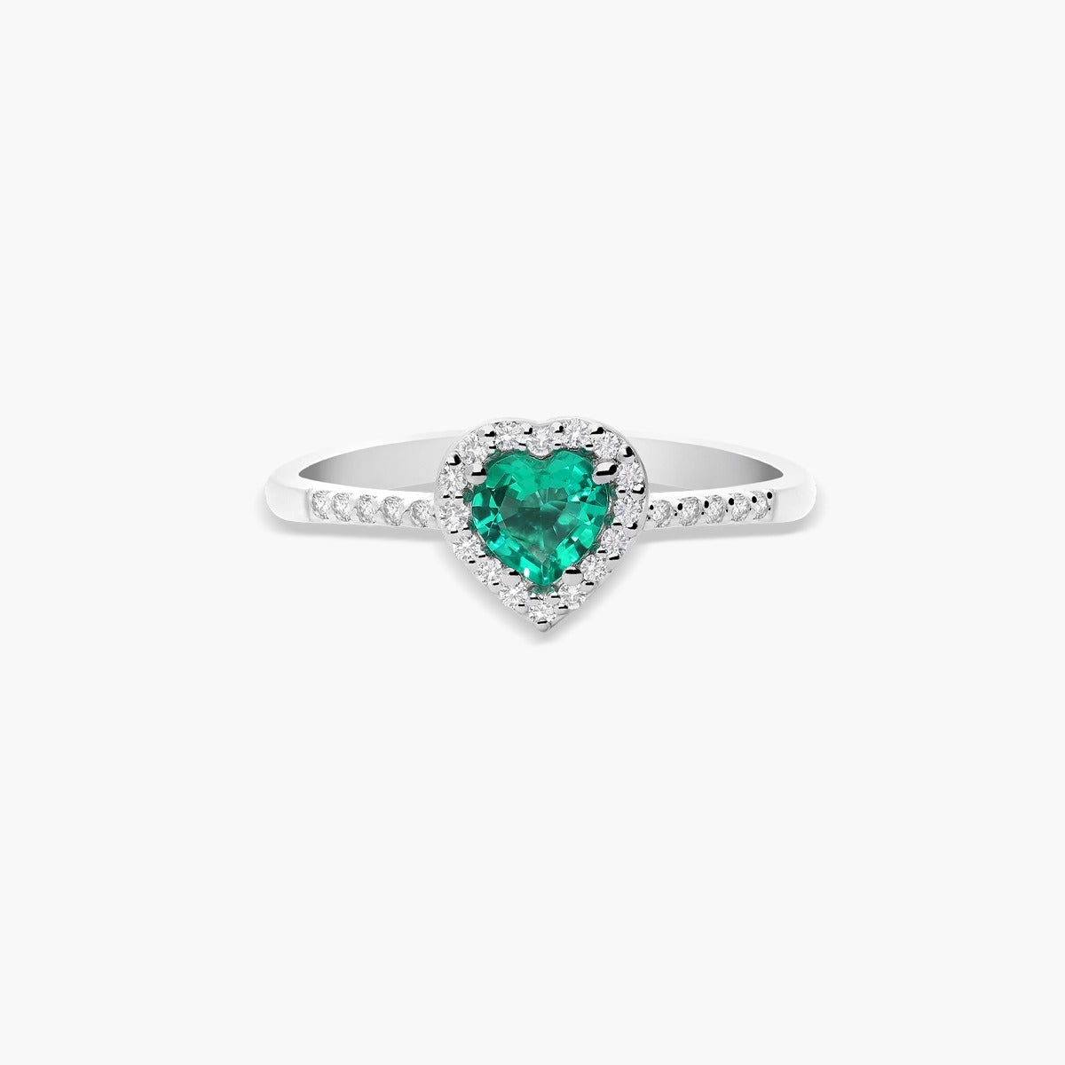 Anillo de oro blanco 18K diamante natural 0.13 ct. LOVE EMERALD