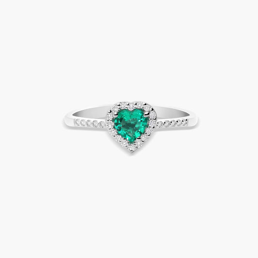 Anillo de oro blanco 18K diamante natural 0.13 ct. LOVE EMERALD