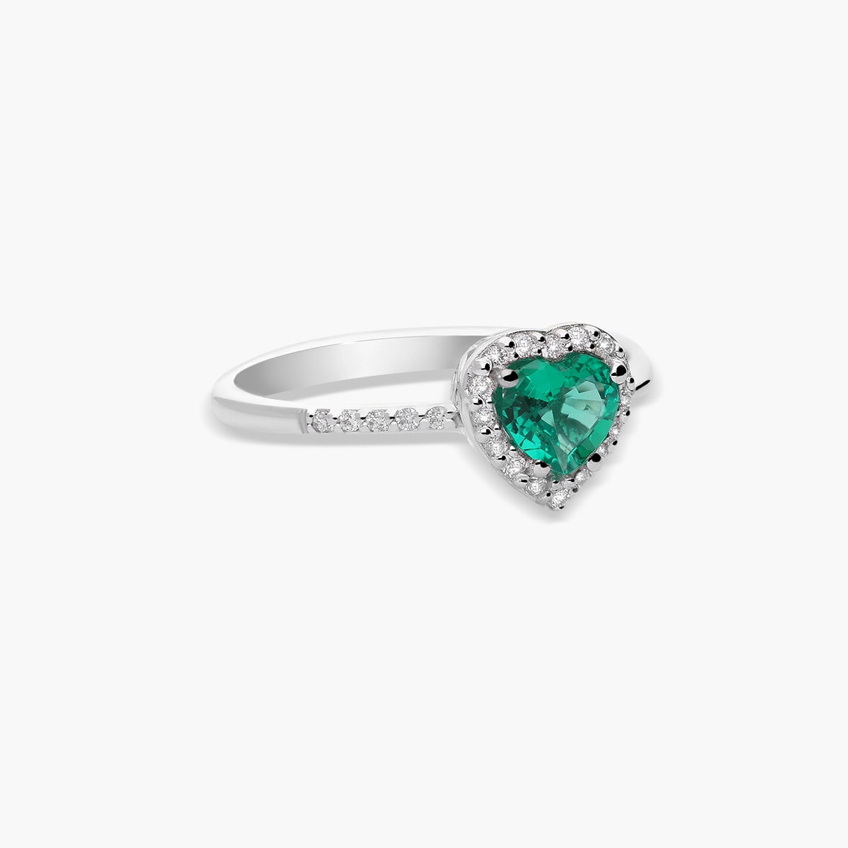 Anillo de oro blanco 18K diamante natural 0.13 ct. LOVE EMERALD