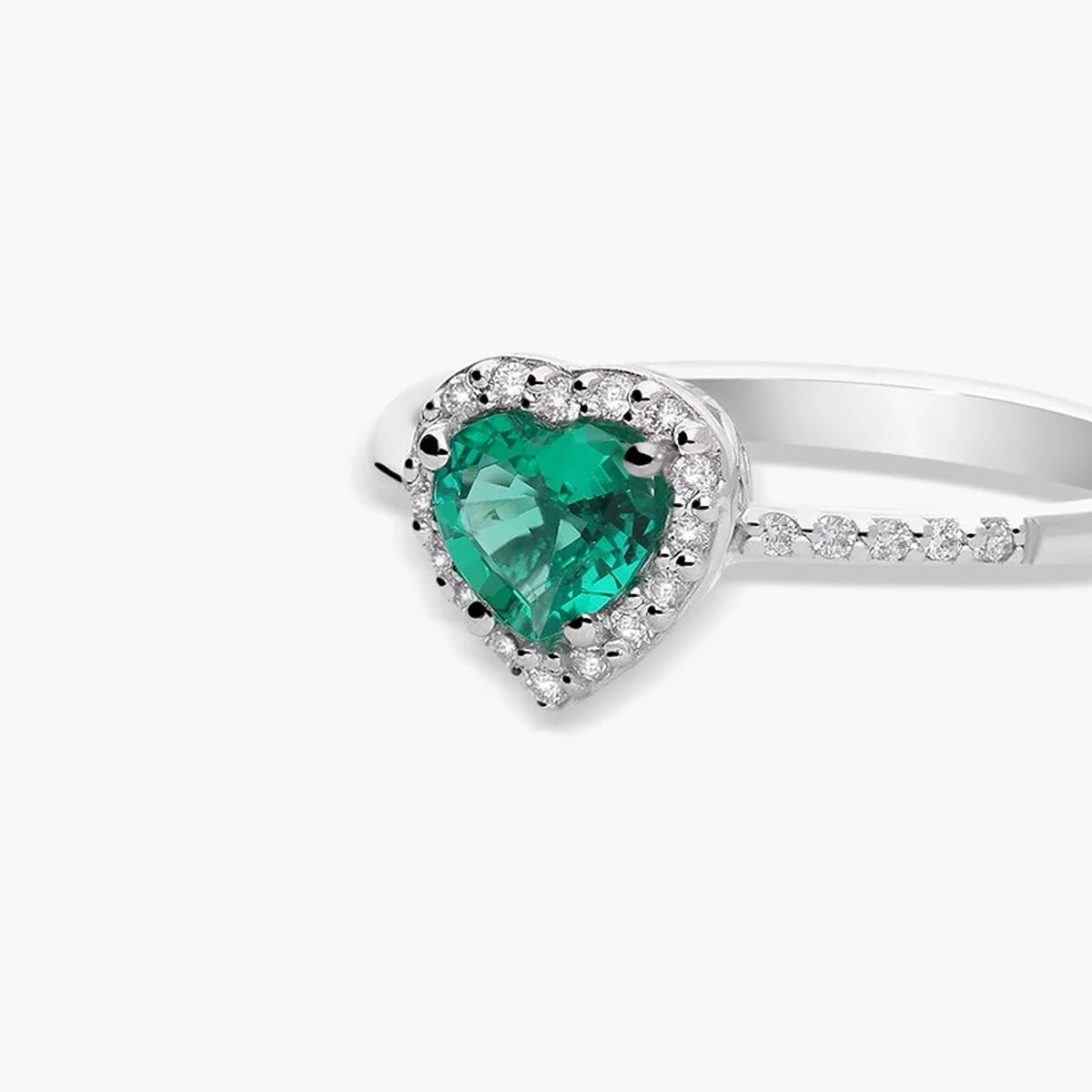 Anillo de oro blanco 18K diamante natural 0.13 ct. LOVE EMERALD