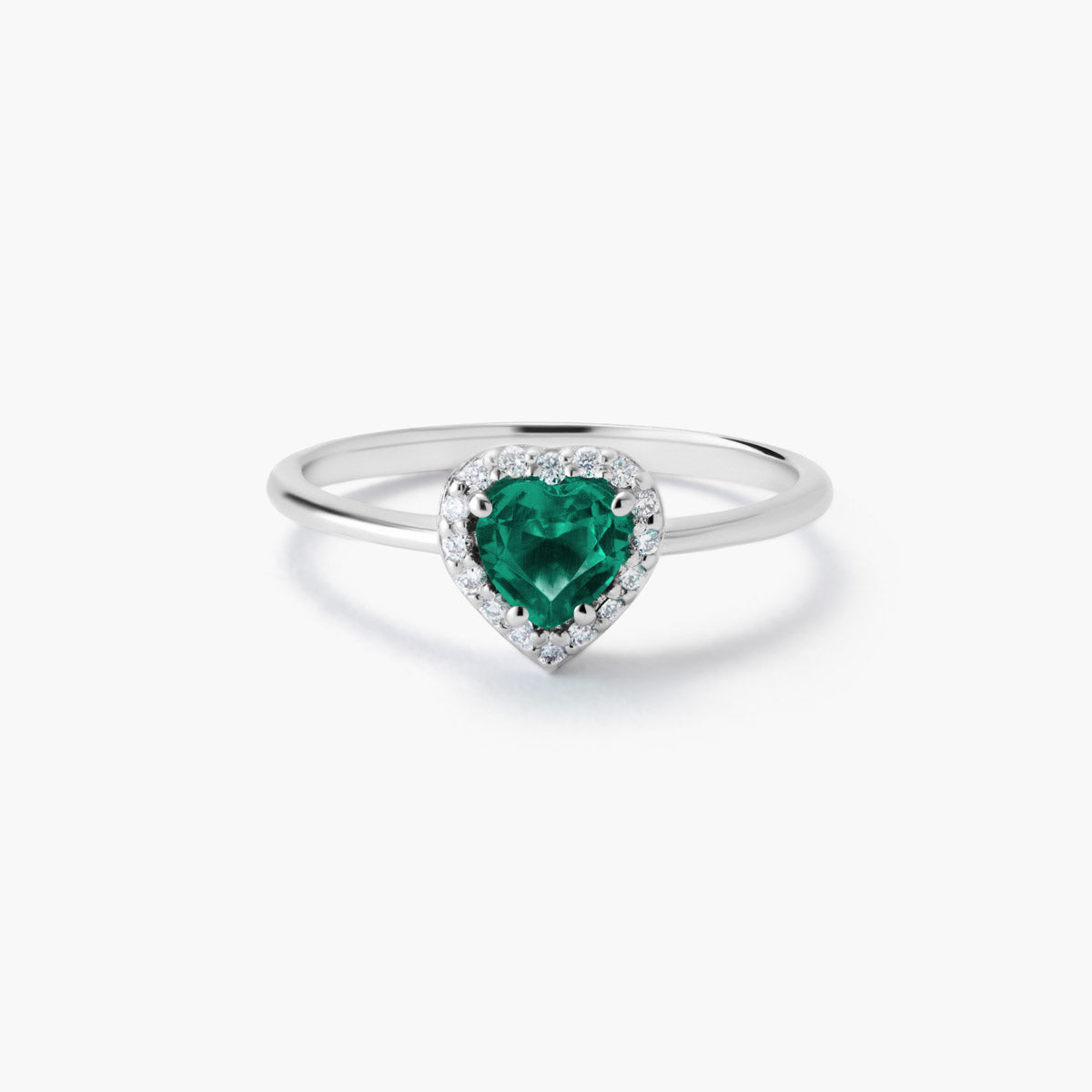 Anillo de oro blanco 18K diamante natural 0.08 ct. LOVE EMERALD