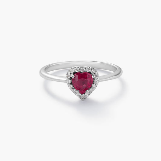 Anillo de oro blanco 18K diamante natural 0.08 ct. 