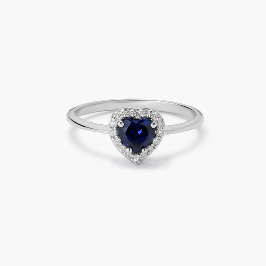 Anillo de oro blanco 18K diamante natural 0.08 ct. LOVE SAPPHIRE