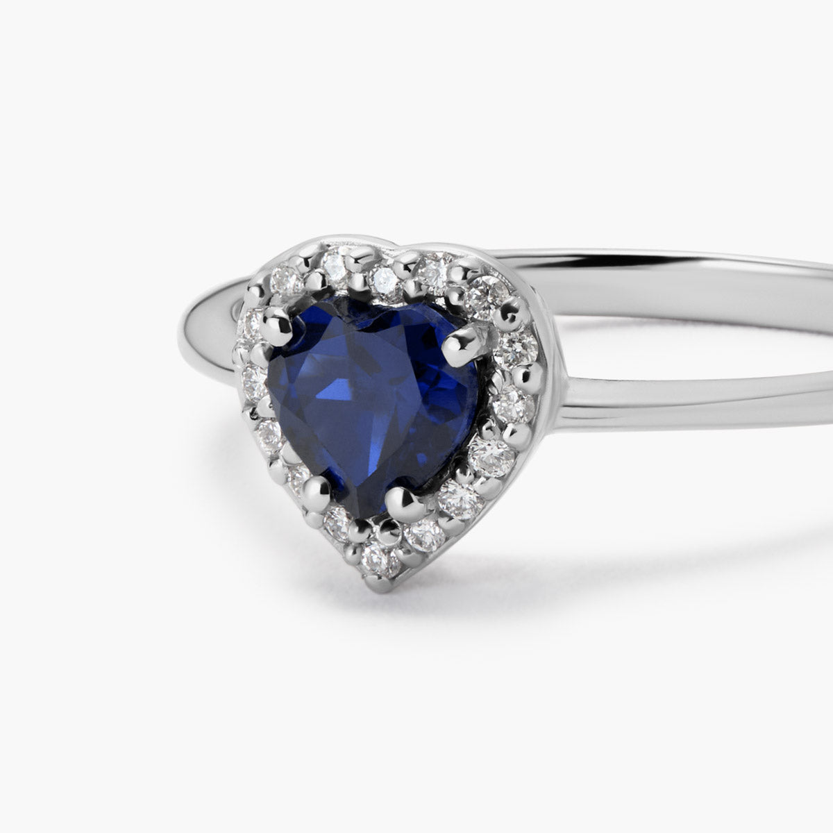 Anillo de oro blanco 18K diamante natural 0.08 ct. LOVE SAPPHIRE