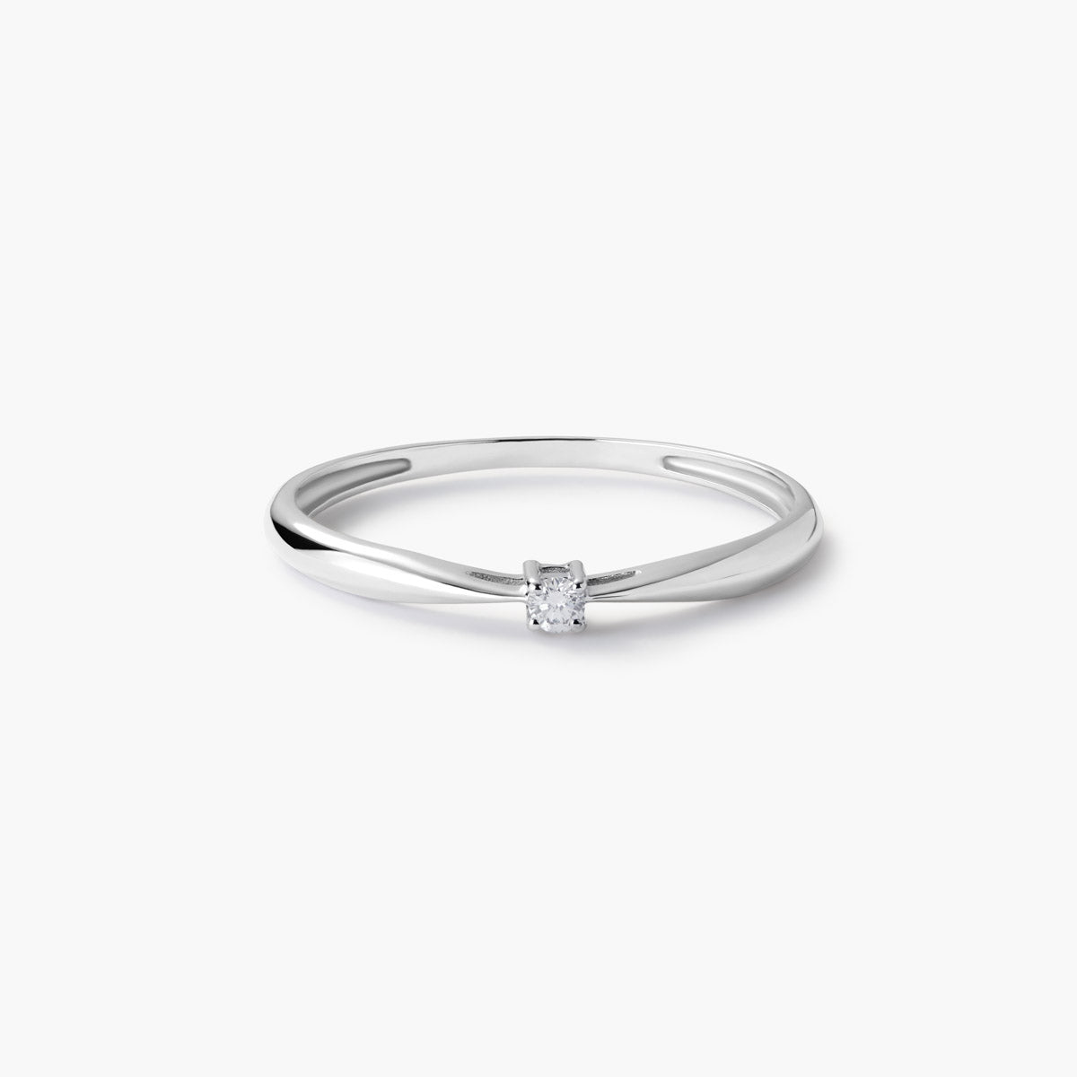 Anillo de oro blanco 18K diamante natural 0.03 ct. MOON